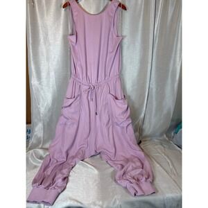 Free People Movement Women's Sleeveless Jumpsuit Lavender Drawstring Pockets